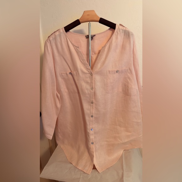 LINEN PLUS SIZE WOMEN SHIRT PRE OWNED - Picture 1 of 7